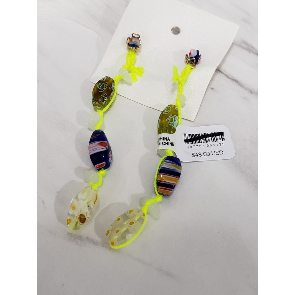 NWT Free People Ariana Voyage Dangle Earrings millefiori glass festival hippie